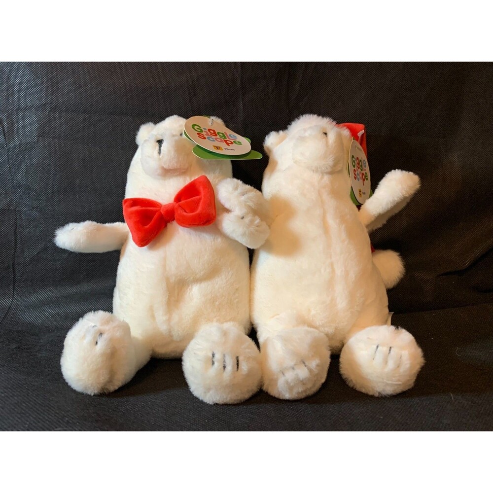 Giggle Scape Plush New Lot of 2 - Winter Polar Bears Santa/Bow Tie